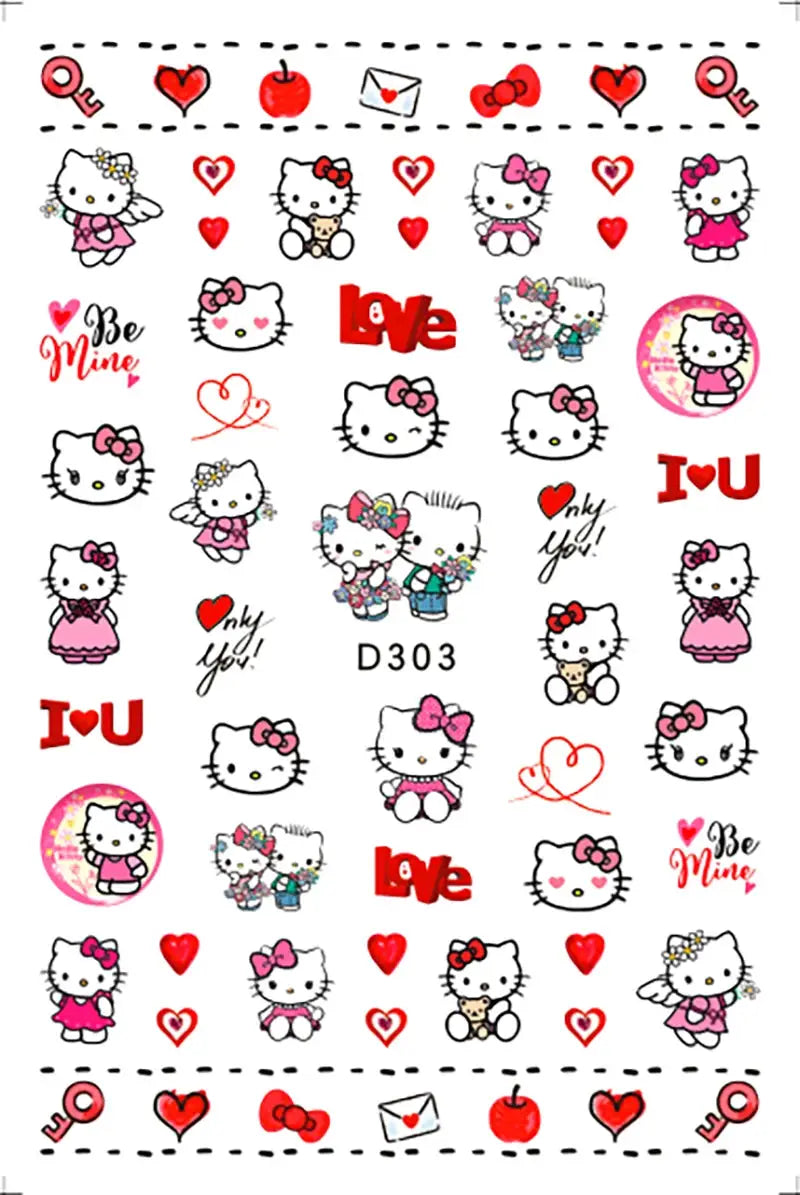 1PCS Cartoon Kawaii Pokémon Nail Stickers 3D Sanrio Hello Kitty Stickers For Nails Nails Accesories Anime Kuromi Nail Supplies from PriceLows™
