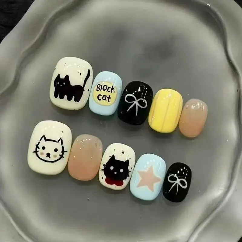 Press On Nails | Short Oval Design | ABS Material | 10 Piece Set Size M