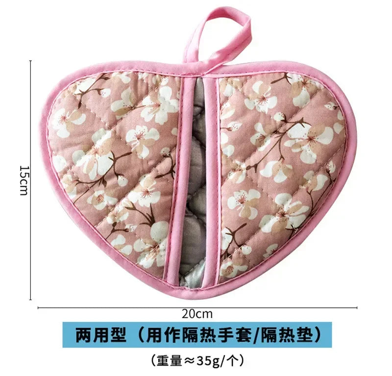 Oven Mitts | Heat Resistant | Heart Shaped Design | One Size