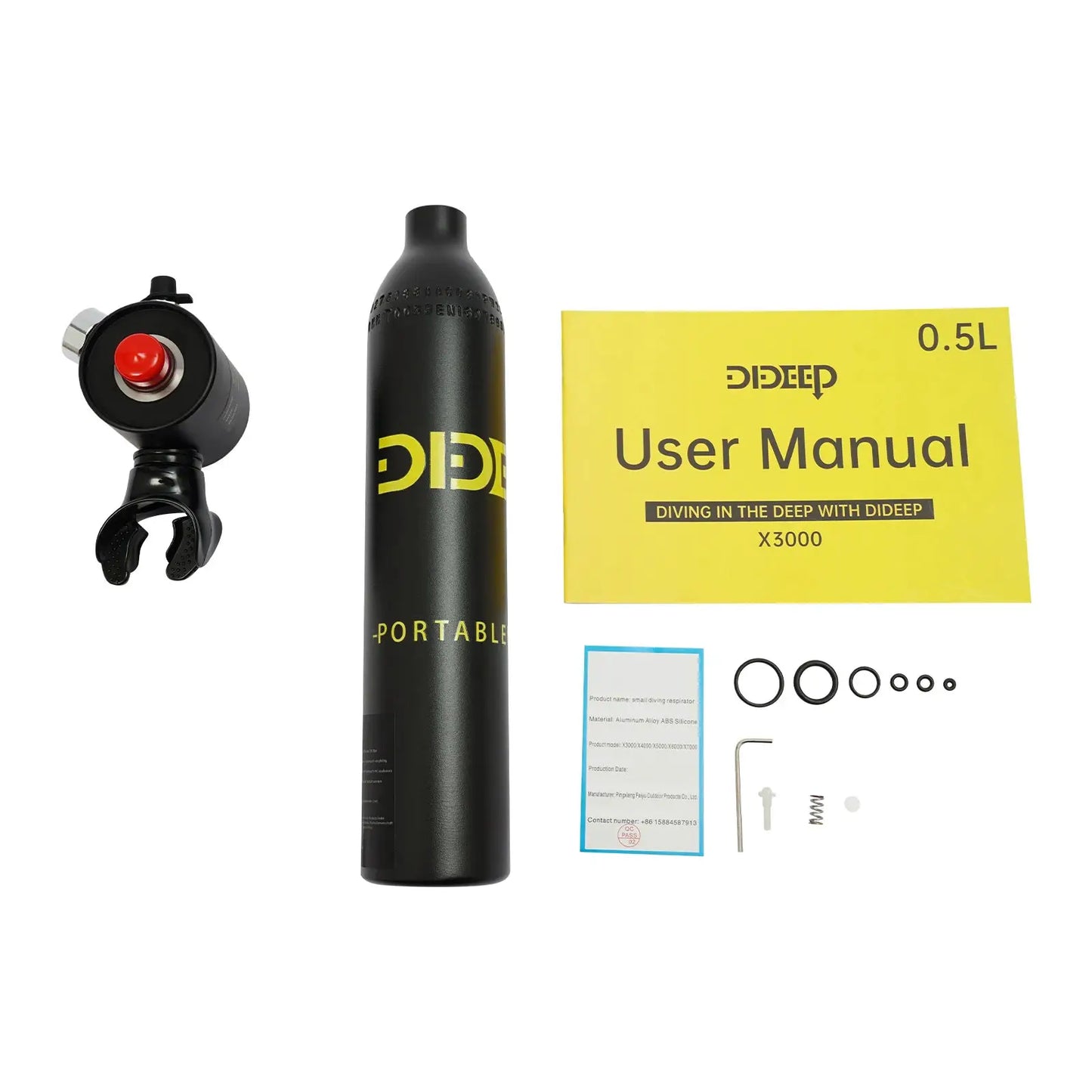 Mini Diving Tank Kit | 0.5L Cap | 200 Bar Working Pressure | With Pressure Gauge
