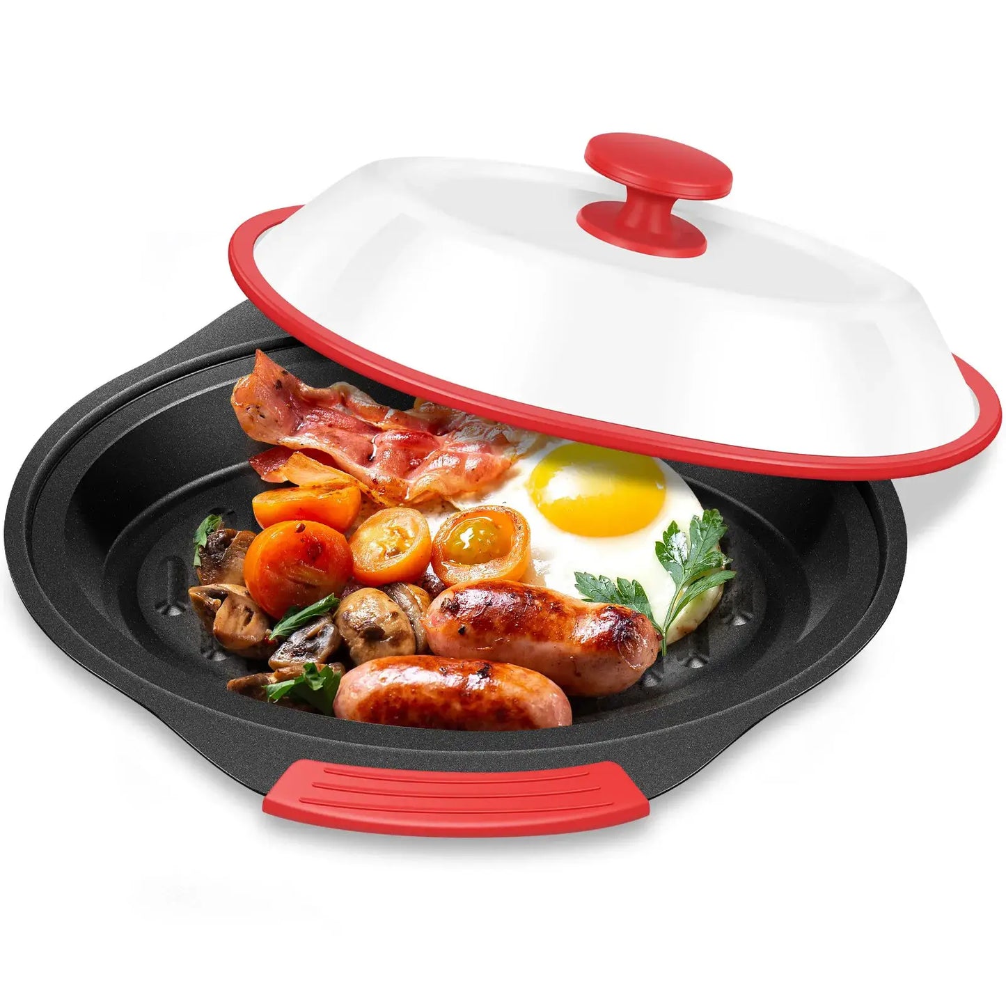 Microwave Grill Pan | Nonstick Aluminum | With Cover