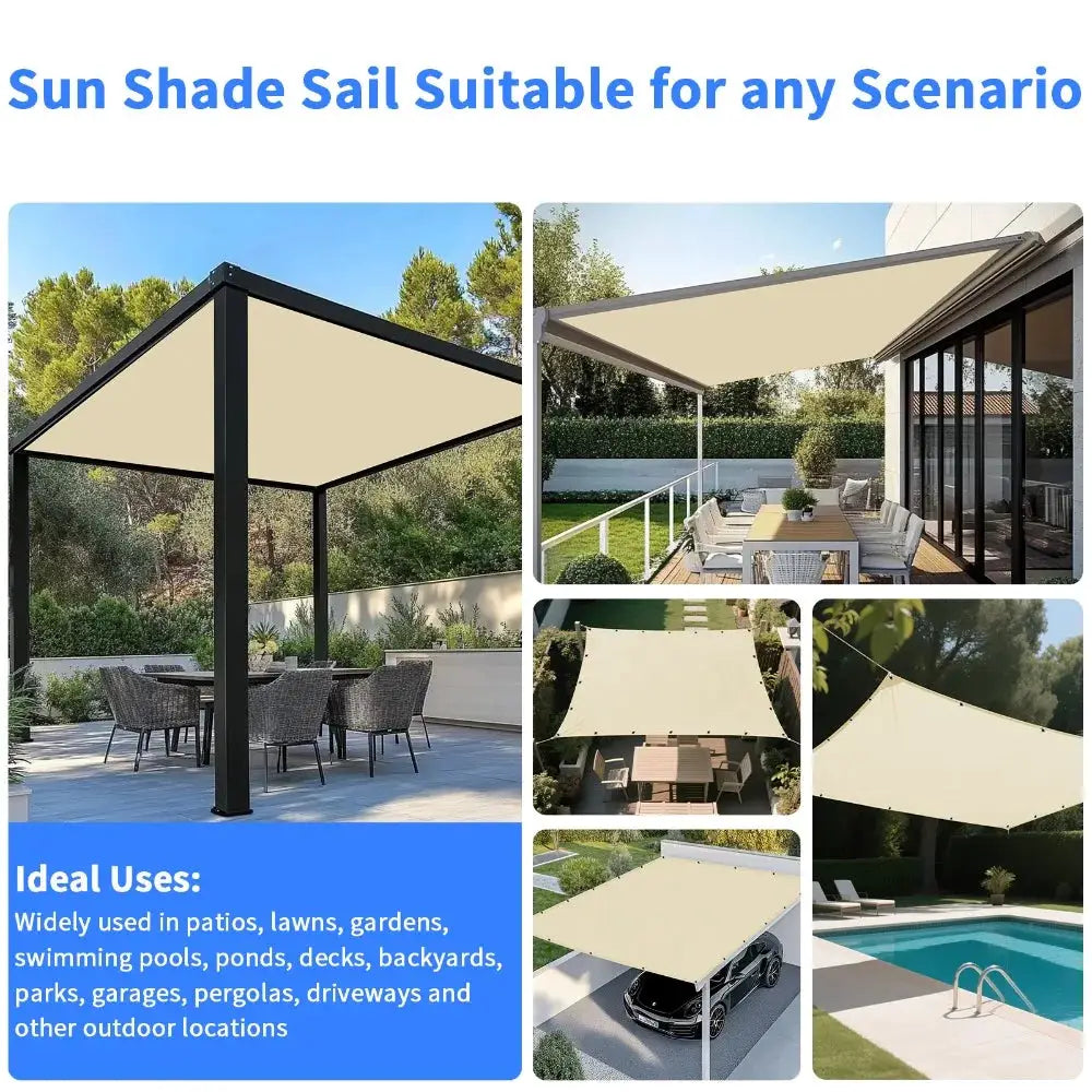 Sun Shade Sail | Waterproof Poly Cotton | UV Block Canopy | Square Rectangle