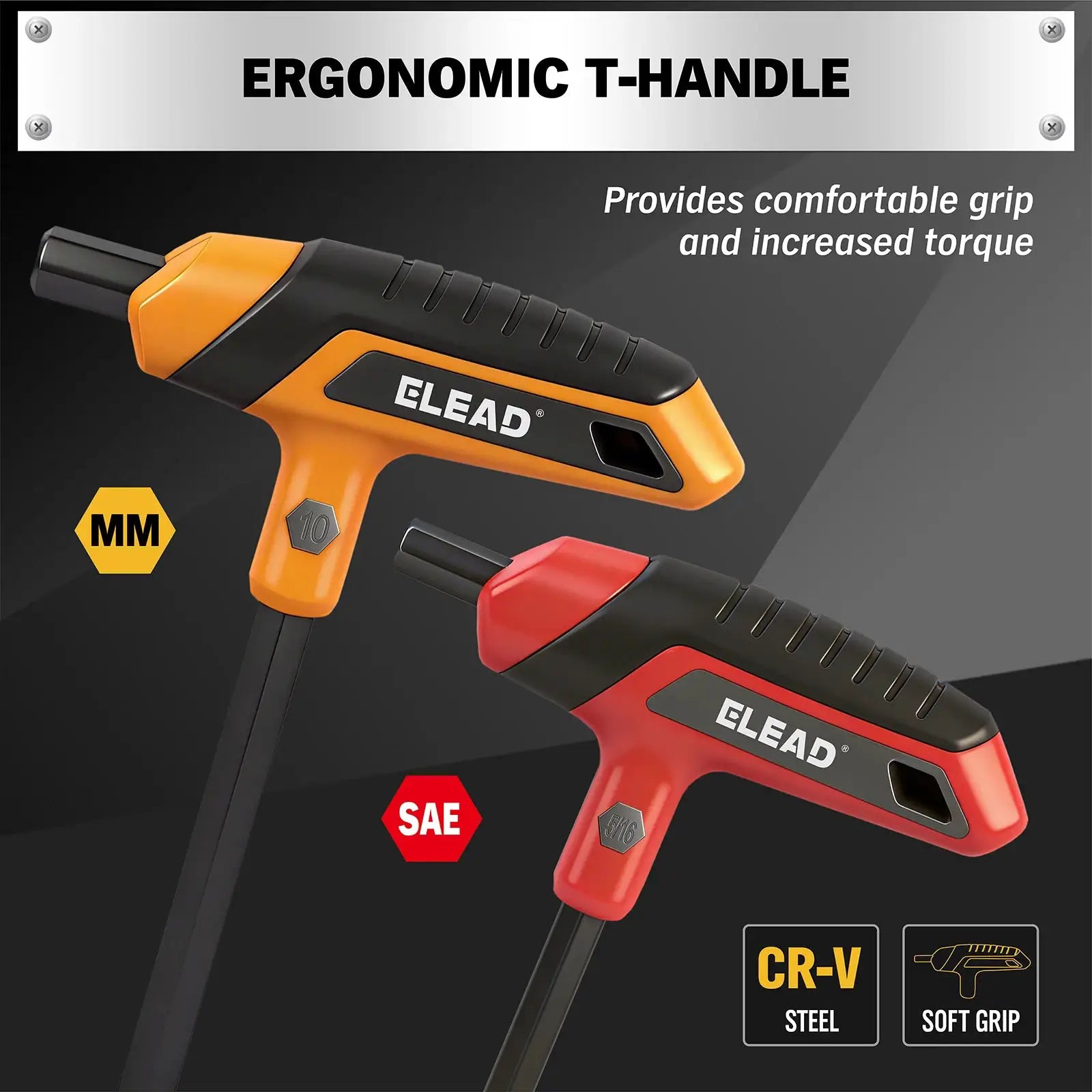 ELEAD 14PC T-Handle Allen Wrench Set, Metric & SAE, Long Arm Hex Key with Storage Rack, Portable Tools for Home Repair from PriceLows™