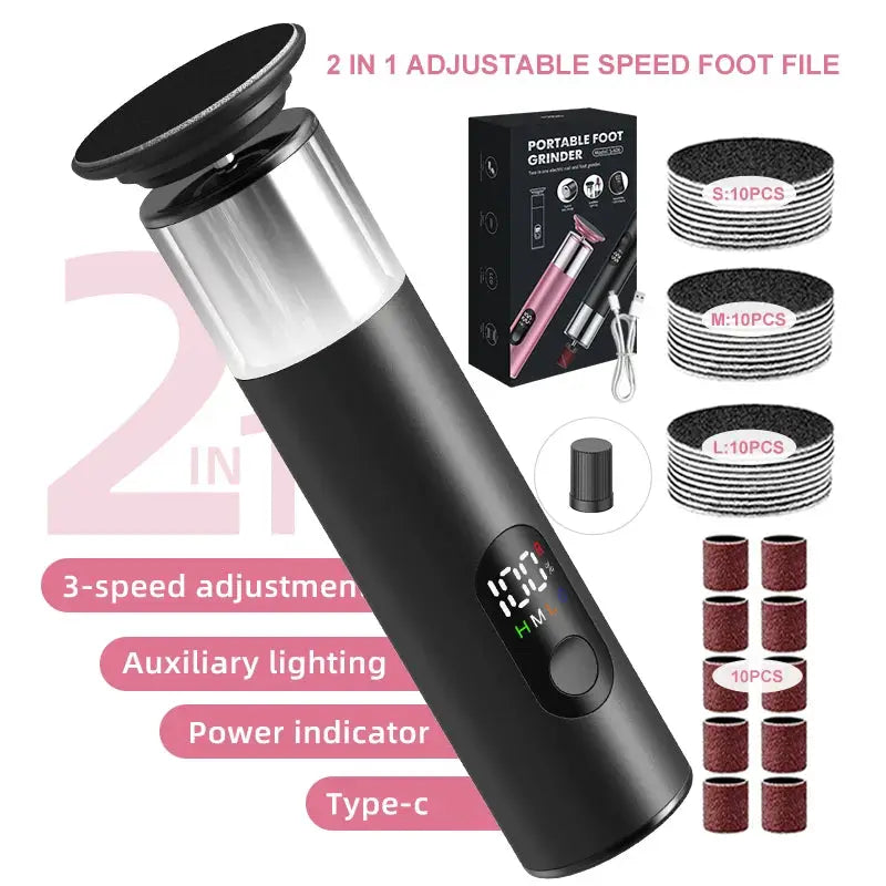 Electric Foot Grinder For Feet, 2-In-1 Foot File & Nail Polisher, Electric Callus Remover Pedicure File Unisex With Gift Box from PriceLows™