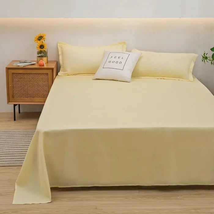 1pc Solid Color Flat Bed Sheet Soft Home Linen for Single/Double/Queen/King Beds from PriceLows™