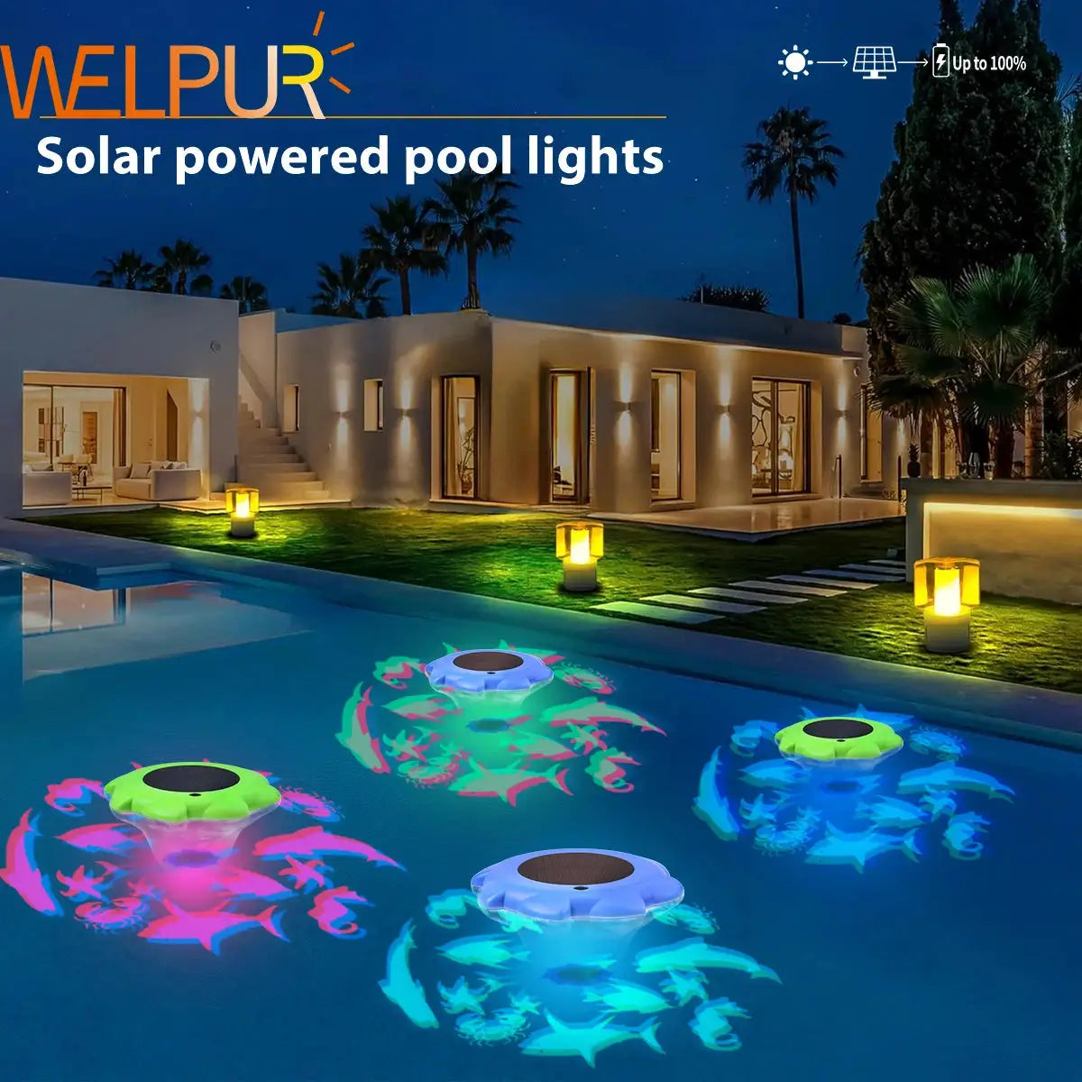 Solar Pool lights IP68 Waterproof Solar-Powered Floating Pools Light for Bathtubs Ponds Pool Parties Water Decorations from PriceLows™