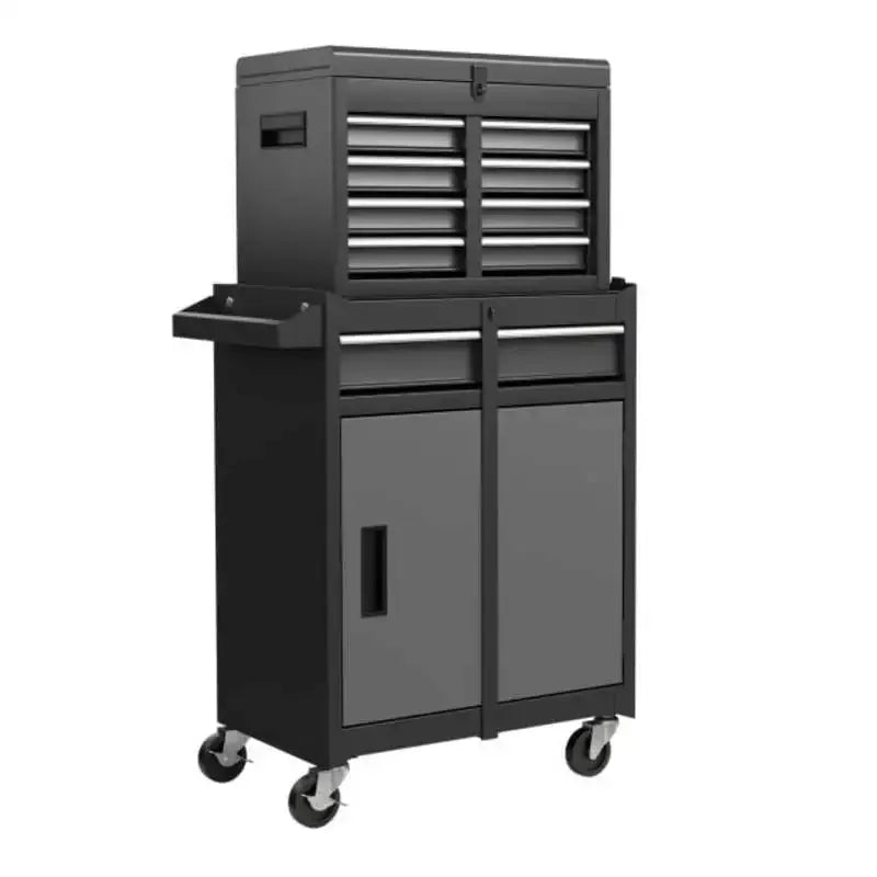 2-in-1 Rolling Tool Chest with 5 Sliding Lockable Drawers-Black & Gray from PriceLows™