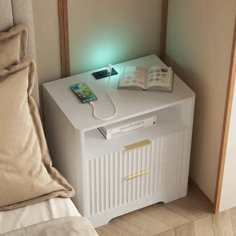 Nightstand with Charging Station, Smart Nightstand with Night Light,Bedside Tables with Storage Cabinet for Bedroom from PriceLows™