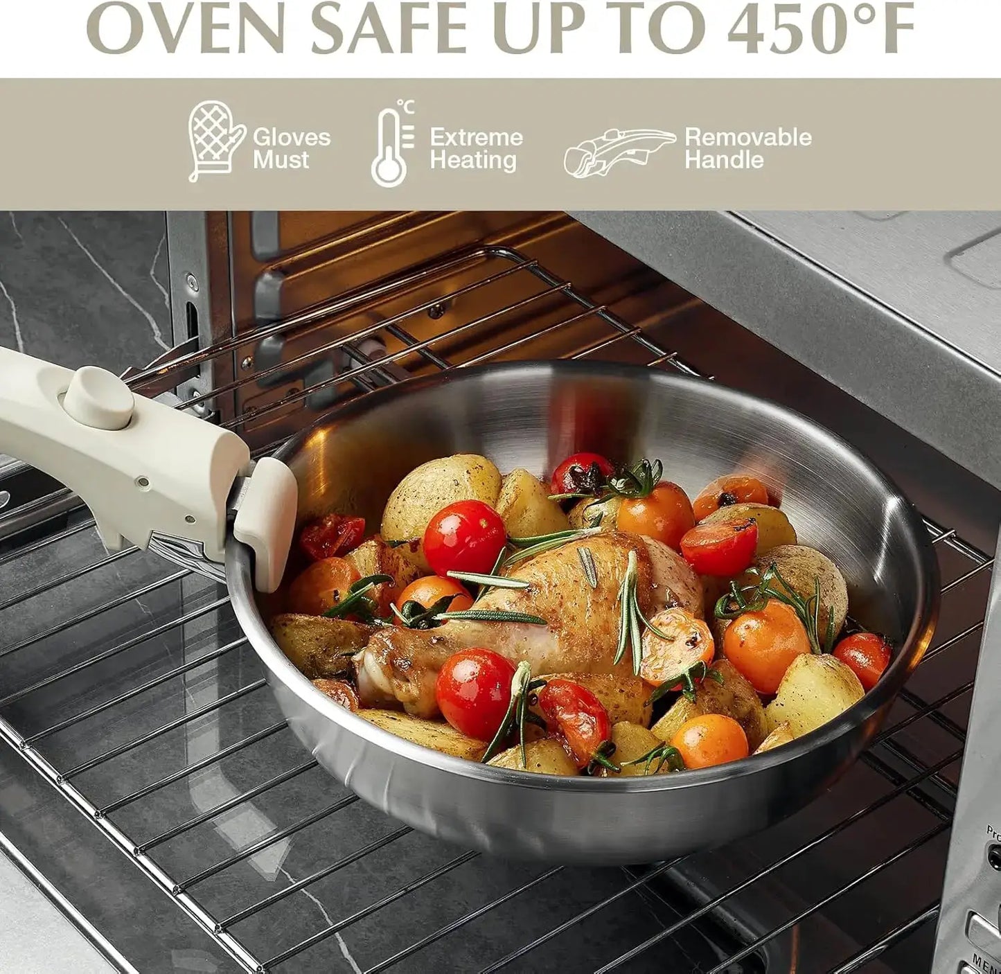 KOCH SYSTEME CS Stainless Steel Pots and Pans Set, 7 Piece Stainless Steel Cookware Set with Detachable Handle from PriceLows™