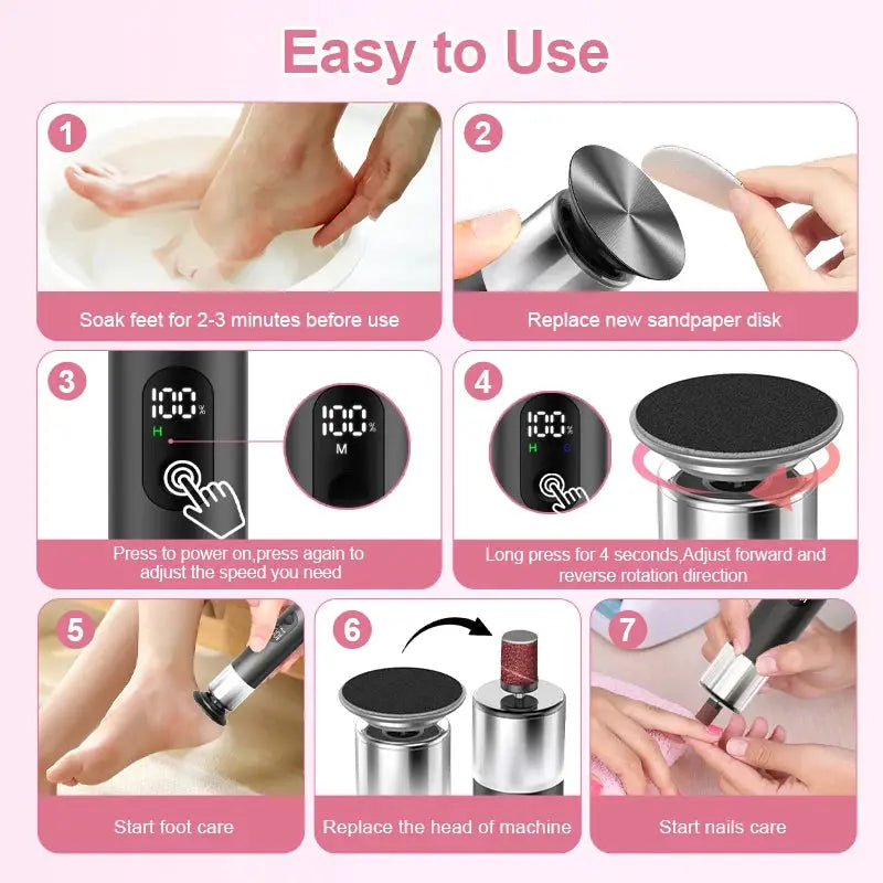 Electric Foot Grinder For Feet, 2-In-1 Foot File & Nail Polisher, Electric Callus Remover Pedicure File Unisex With Gift Box from PriceLows™