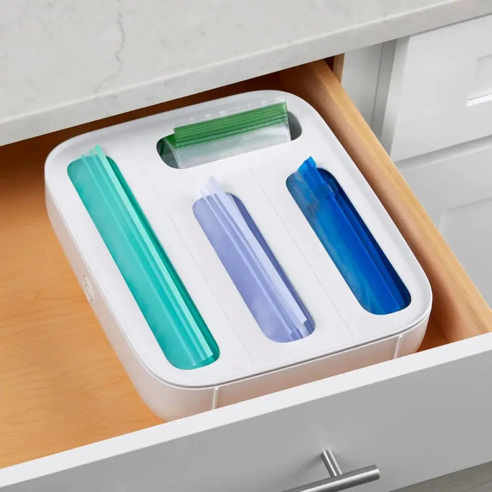 Sandwich Bag Organizer Drawer | 4-Slot | Plastic | White