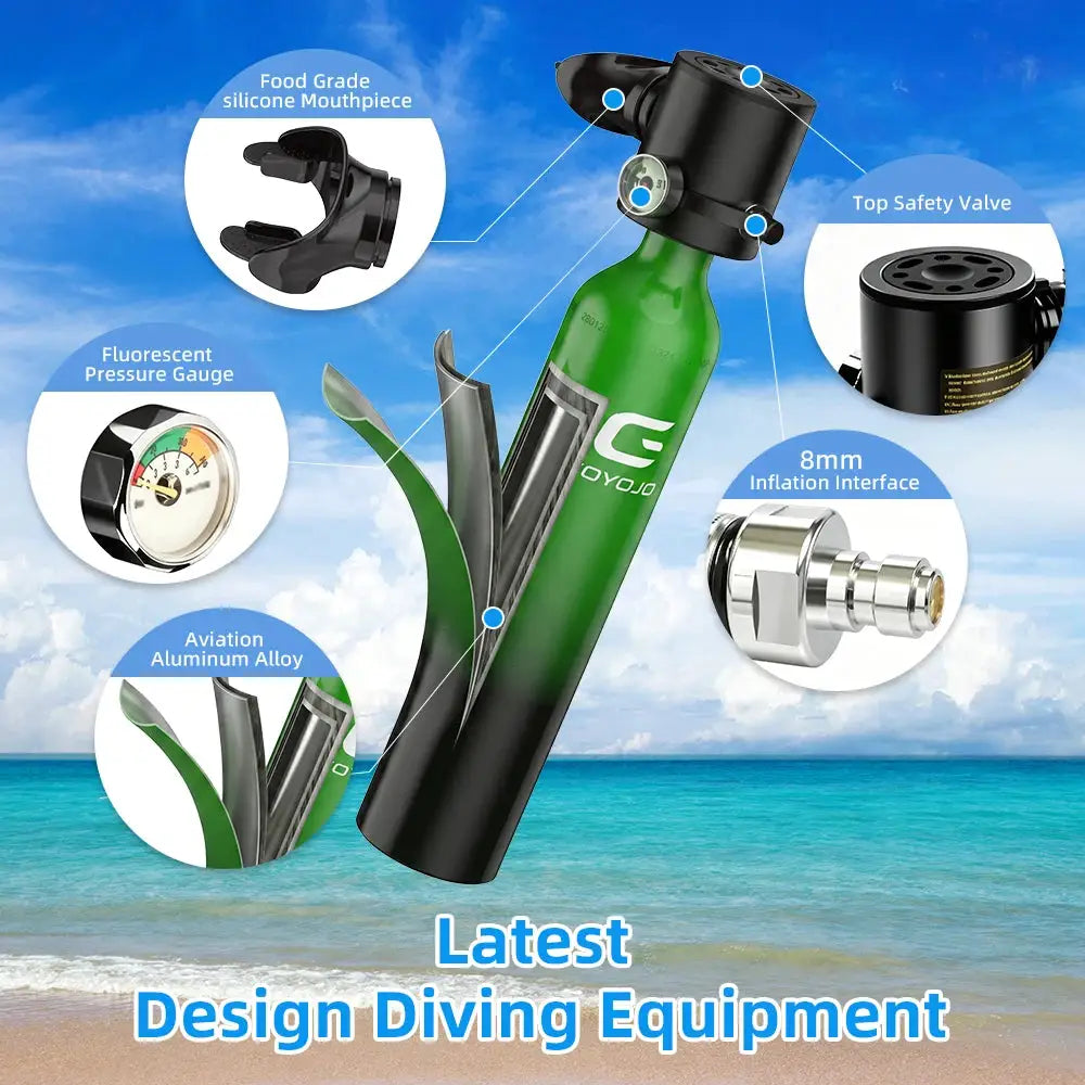 Mini Scuba Tank | 0.5L Capacity | Emergency Backup Air | Reusable Diving Tank