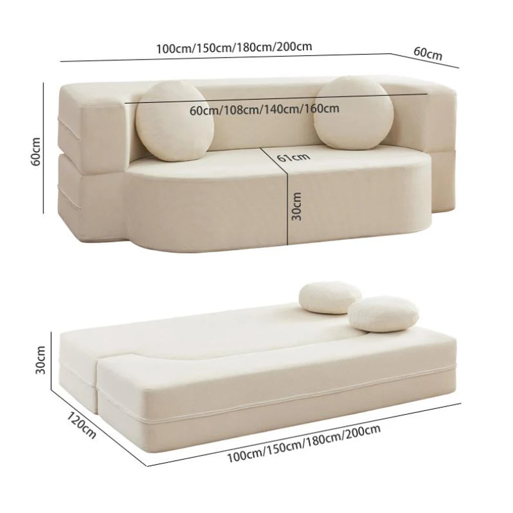 Folding Sofa Bed | Modular Dual-Use Design | Metal Frame | 1.5m 1.8m 2m