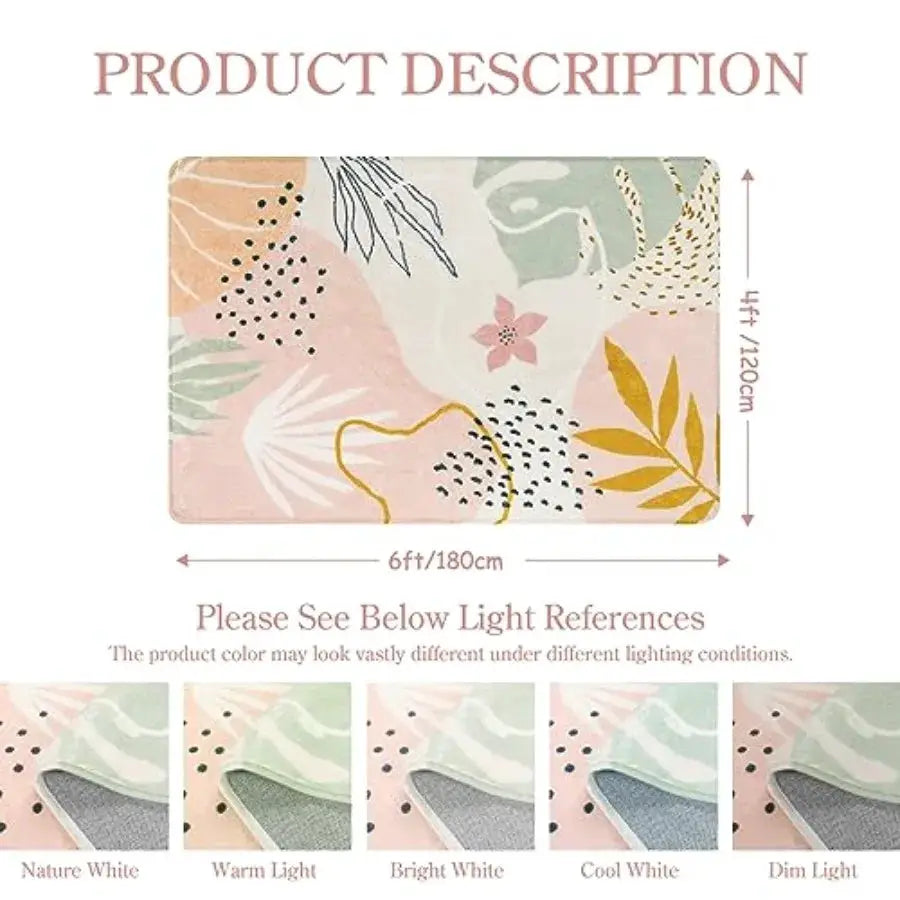 Carpet for Living Room - 4x6 Area Rug for Bedroom Washable Non-Slip Boho Rug Throw Cute Soft Nursery Rug, Abstract Boical Print from PriceLows™