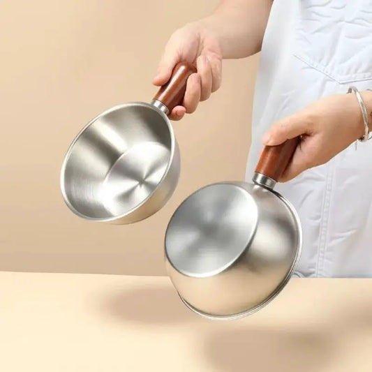 Stainless Steel Noodle Pot | One Person | Peach Wood Handle | Mini Cooker
