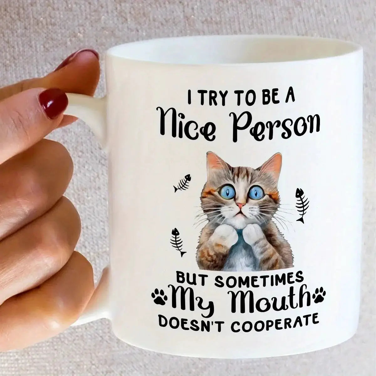 Reusable & Machine Washable Ceramic Mug, Whimsical Cat Multipurpose Coffee Tea Cup - Ideal Gift for Cat Lovers, Use Without Elec from PriceLows™