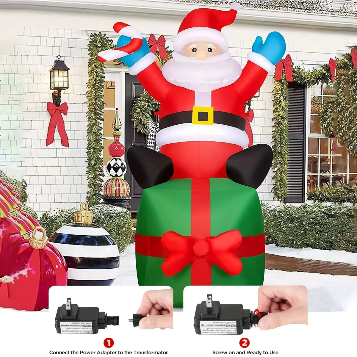 Christmas Inflatable Santa | 6.1 Ft Led Light | Ground Stakes | Garden