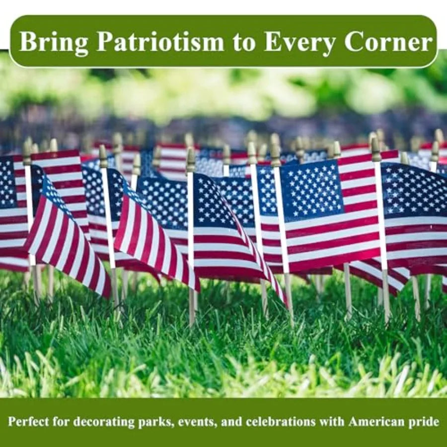 Handheld Flags | Mini US Flags On Stick | Bulk Pack | Small