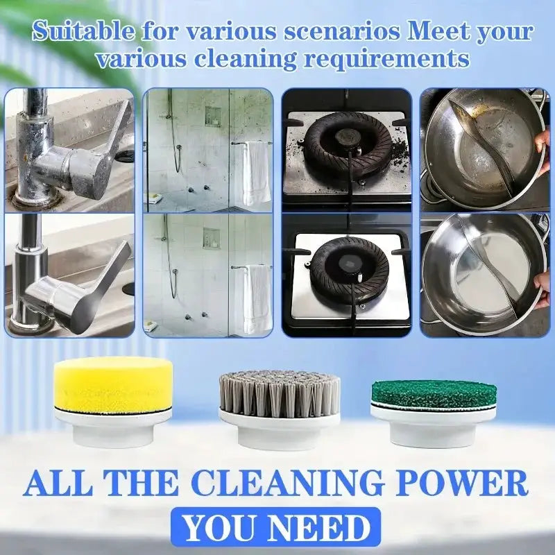 Electric Spin Scrubber | 5 Brush Heads | 3 Speed | Handheld Shower Scrubber