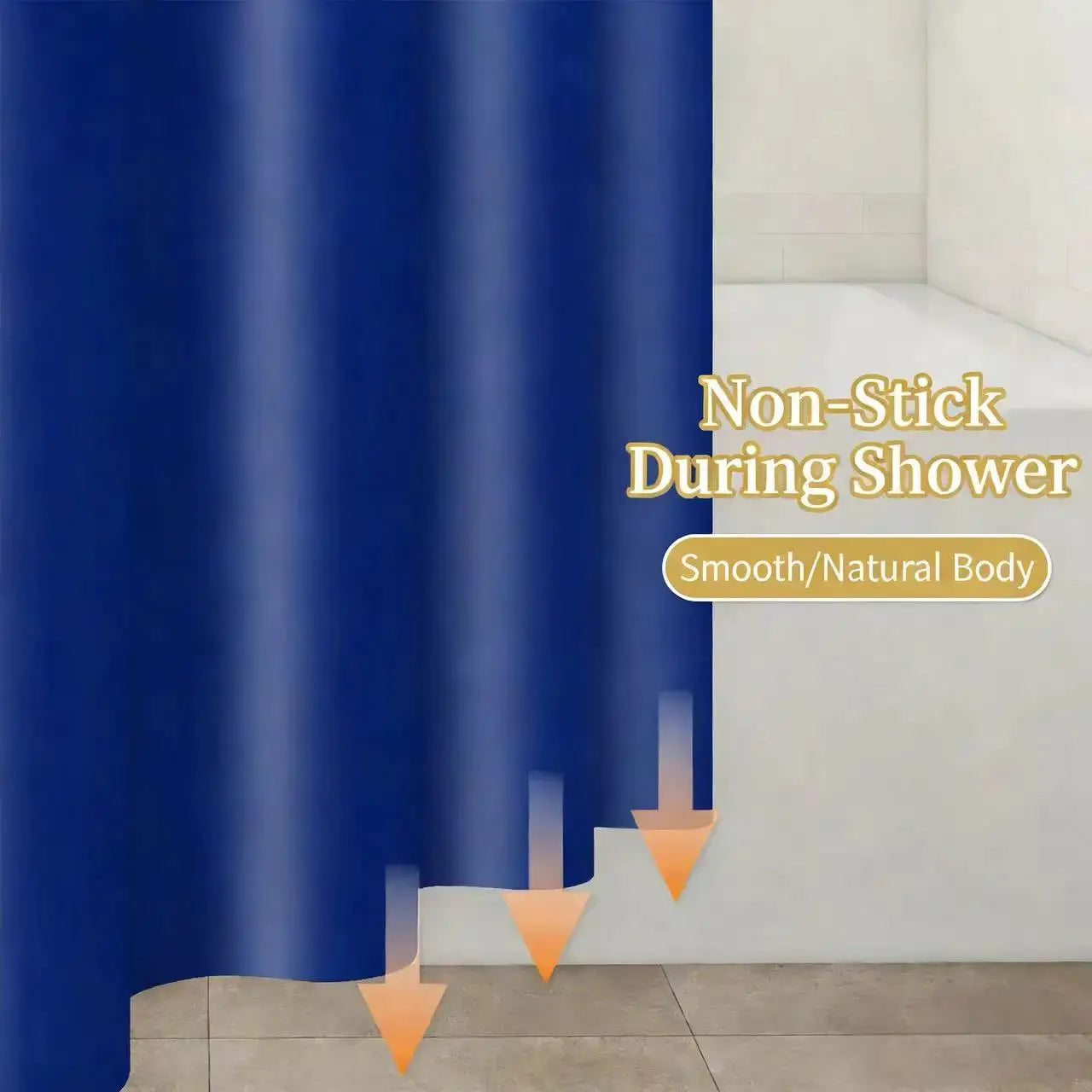 1pc Navy Blue Shower Curtain solid color waterproof PEVA luxury bathroom decor from PriceLows™