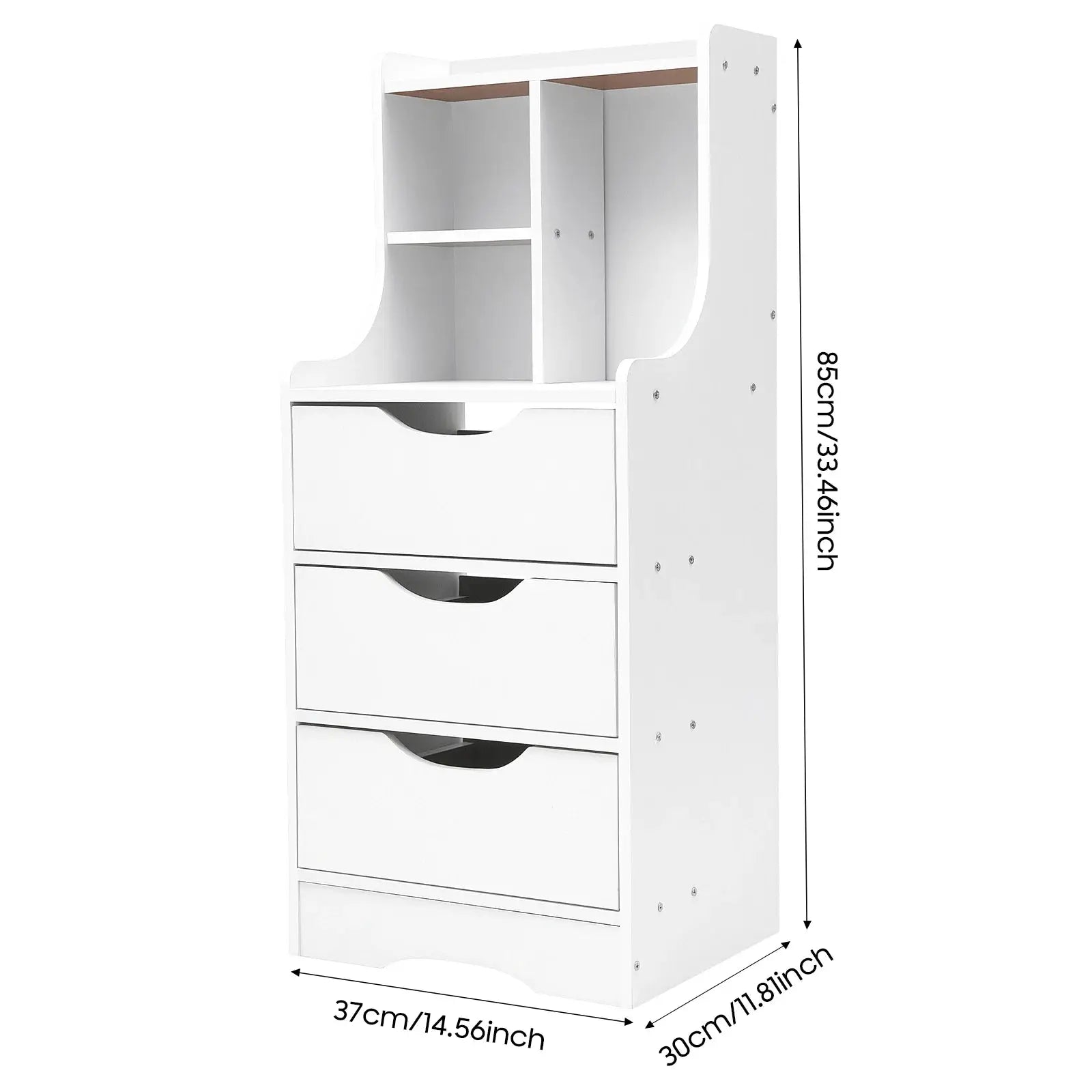 Nightstands, Bedside Table with Drawers, 3 Drawer White Nightstand Cabinet 37x30x85cm for Bedroom Storage Living Room from PriceLows™