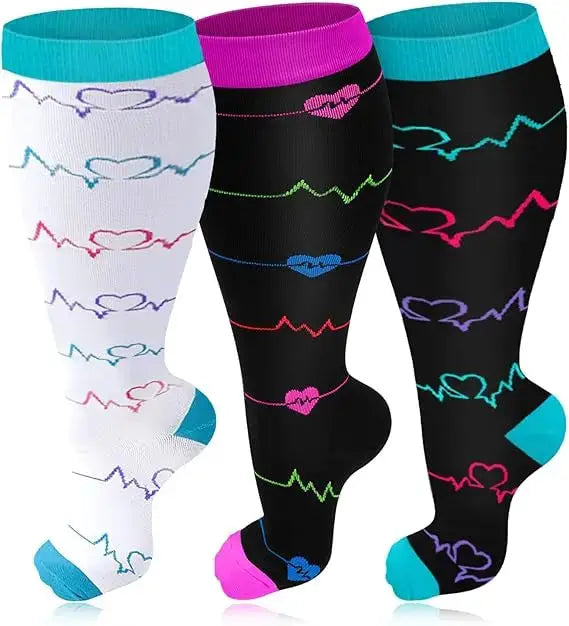 Men Compression Socks | 20-30 Mmhg | Cotton Nylon | 3 Pairs 2Xl To 7Xl