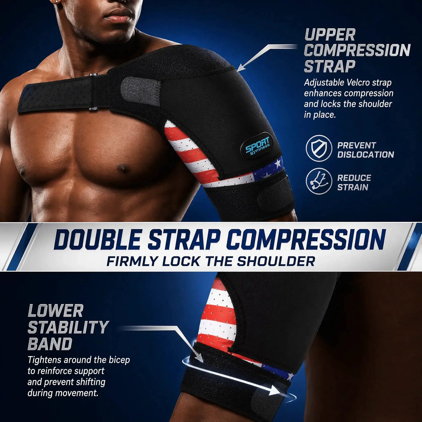 Shoulder Support Brace | Adjustable Stabilizer | Ice Pocket Breathable Neoprene
