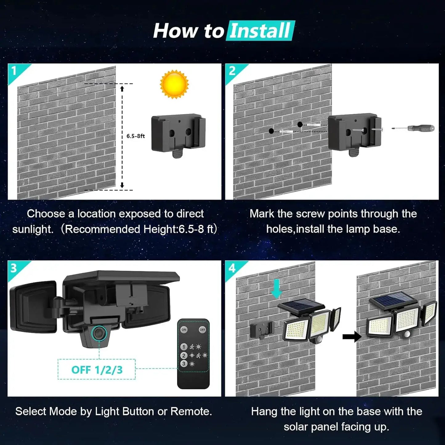 Outdoor Waterproof Solar Light with Motion Sensor 3-Head 200+ LEDs Security Light for Porches Garages Yard Entrances from PriceLows™
