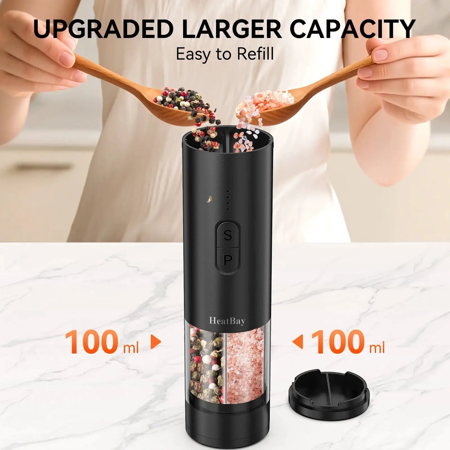 Electric Salt And Pepper Grinder Set | Rechargeable Type C | LED Light | 2 in 1