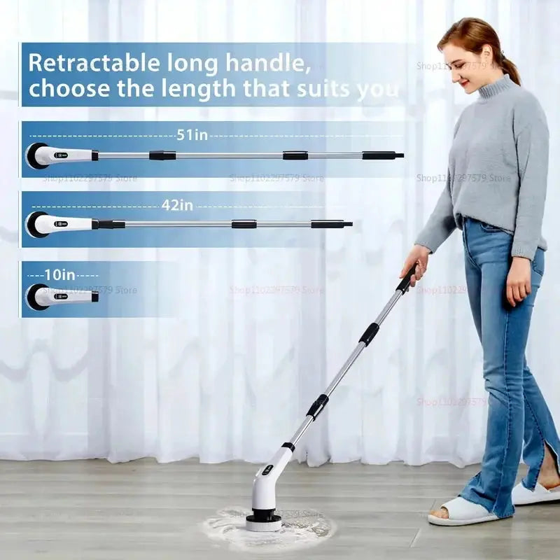 9 In 1 Electric Spin Scrubber | Cordless | Adjustable Extension Handle | One Size