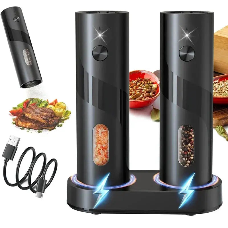 Electric Salt And Pepper Grinder Set | Rechargeable | Charging Base Included