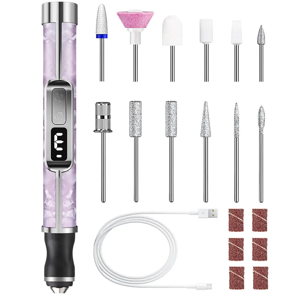 Professional Electric Nail Drill File - 3 Modes, Display & 12 Drills, Portable Manicure Pedicure Polishing Grinding Machine Kit from PriceLows™