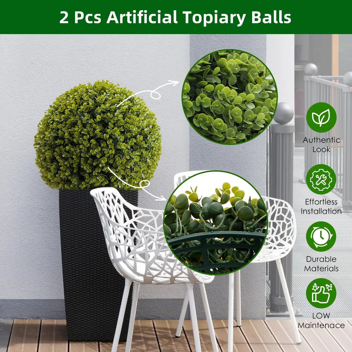 New Topiary Balls Artificial Outdoor Set of 2, Artificial Topiary Cedar Balls for Home Wedding Decor Green 44/48/54/55/59/63 CM from PriceLows™