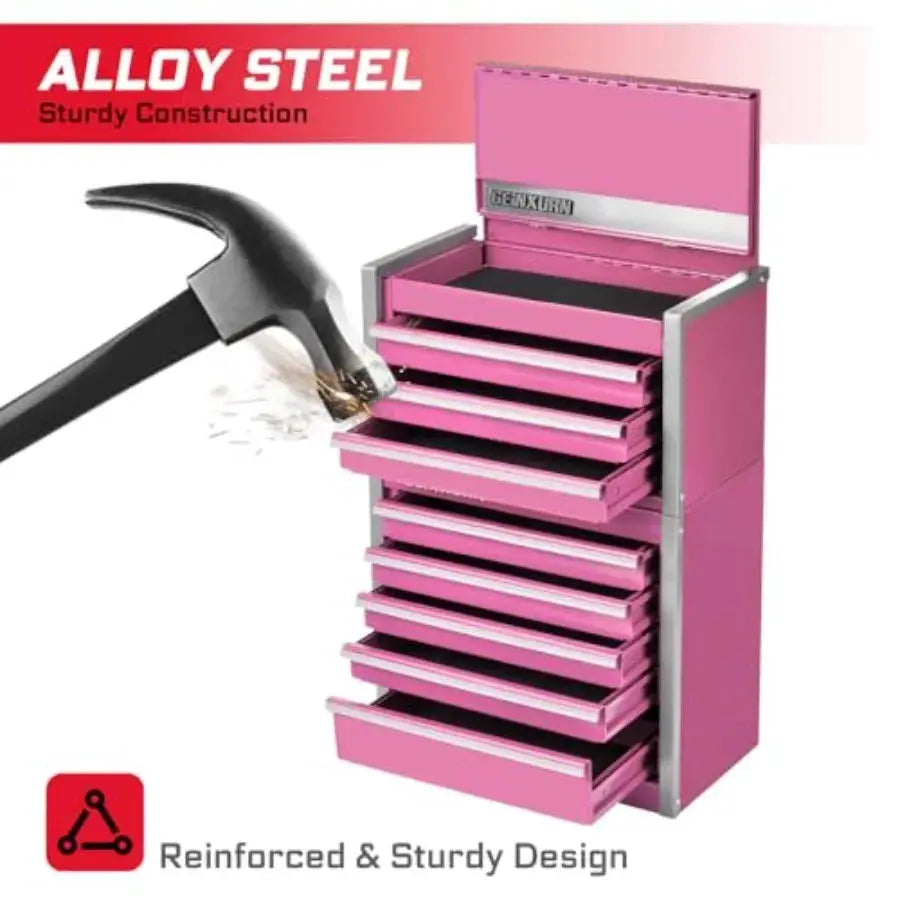 8-Drawer Rolling Tool Box, Heavy Duty Micro Roll Cab Steel Stackable Tool Chest with Lockable Drawers, 2-in-1 Large and Compact from PriceLows™