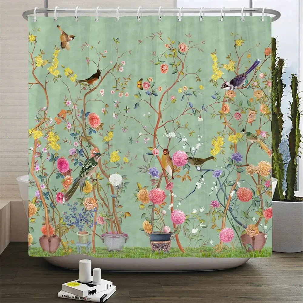Chinese Style Flower and Birds Tree Shower Curtains Bath Curtain Waterproof Bathroom Decor With Hooks 3d Printing Bath Curtain from PriceLows™