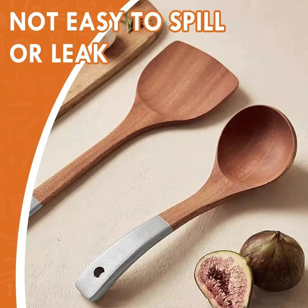 Household Non Stick Pan Special Wooden Shovel&spoon Kitchenware Set SilverColor Handle Ebony Shovel Wooden Spoon Kitchenware Set from PriceLows™