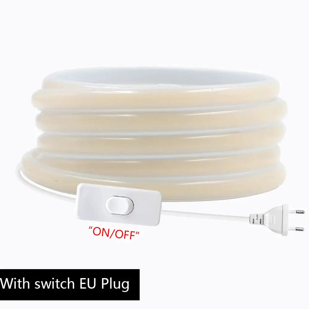 Dimmable 220V COB Led Strip Light ON/OFF Dimmer 288Leds/M Waterproof Flexible Neon Lamp EU Power Kit Warm White Red Home Decor from PriceLows™