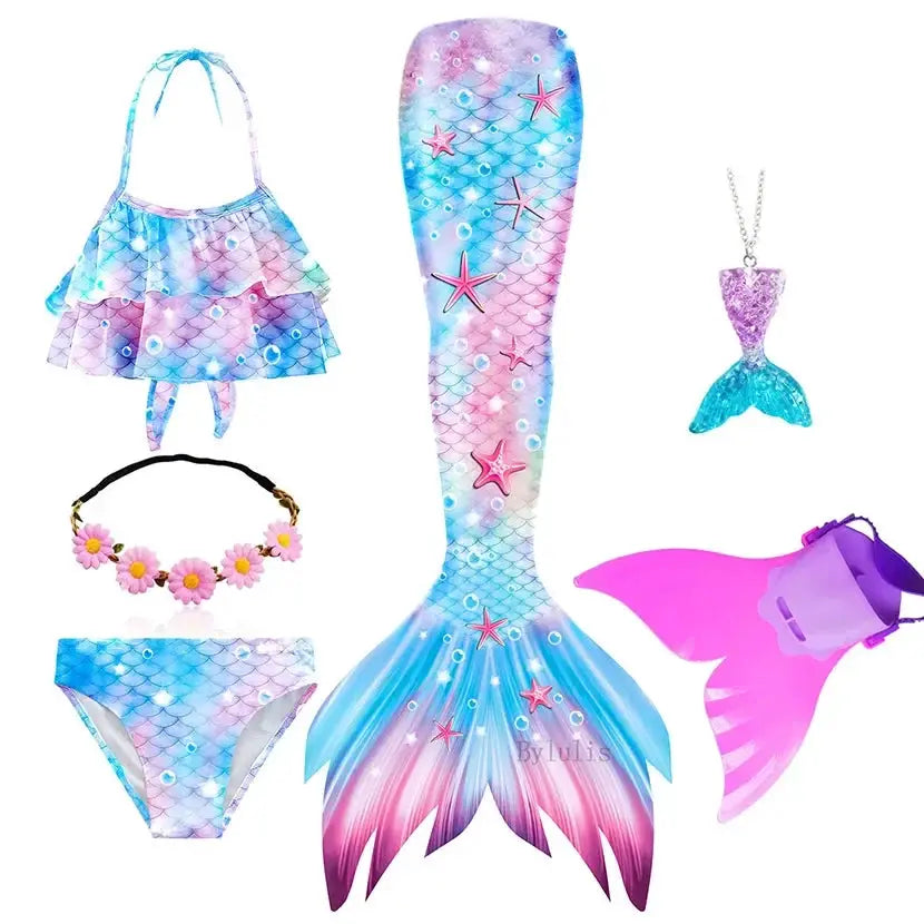 Girls Swimming Mermaid Tail Mermaid Costume Dress Cosplay Christmas Birthday Gift Swimsuit Can Add Monofin Fin Halloween Costume from PriceLows™