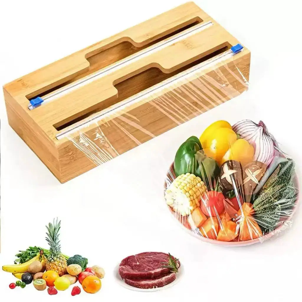 Bamboo Foil Dispenser | With Cutter | Reusable Kitchen Organizer | One Size