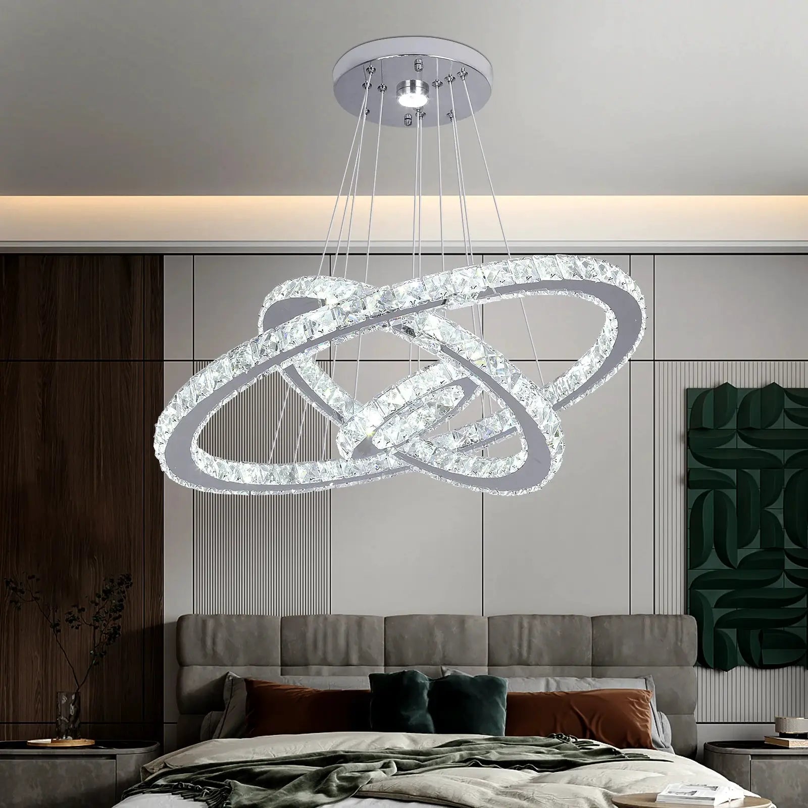 Crystal Ceiling Chandelier 3 Rings Hanging Chandelier In The Living Room Home Decoration Luxury Kitchen Light Led Lighting from PriceLows™