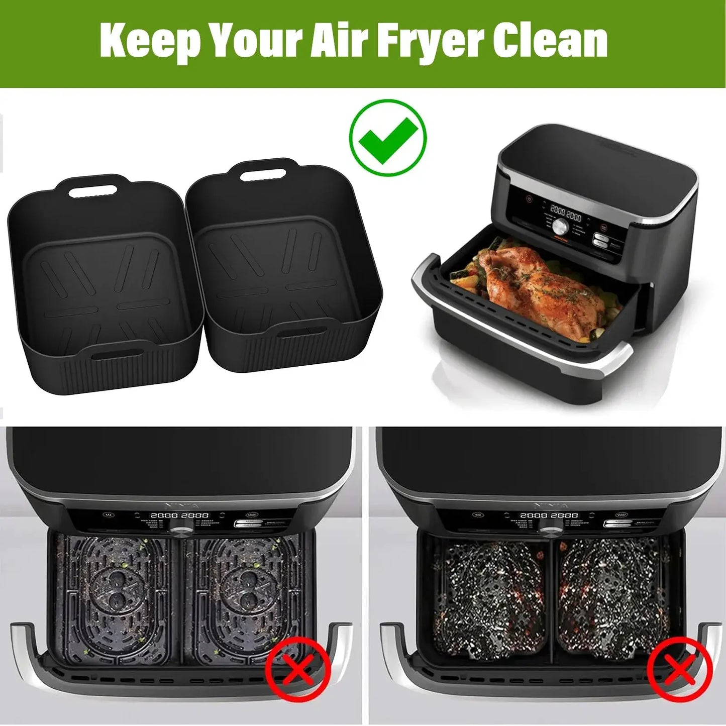 Air Fryer Tray Silicone Mold | 3 Piece Set | Ninja AF500 Compatible