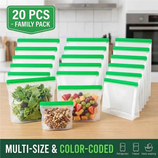 Reusable Silicone Storage Bags | Leakproof | BPA Free | Assorted Sizes