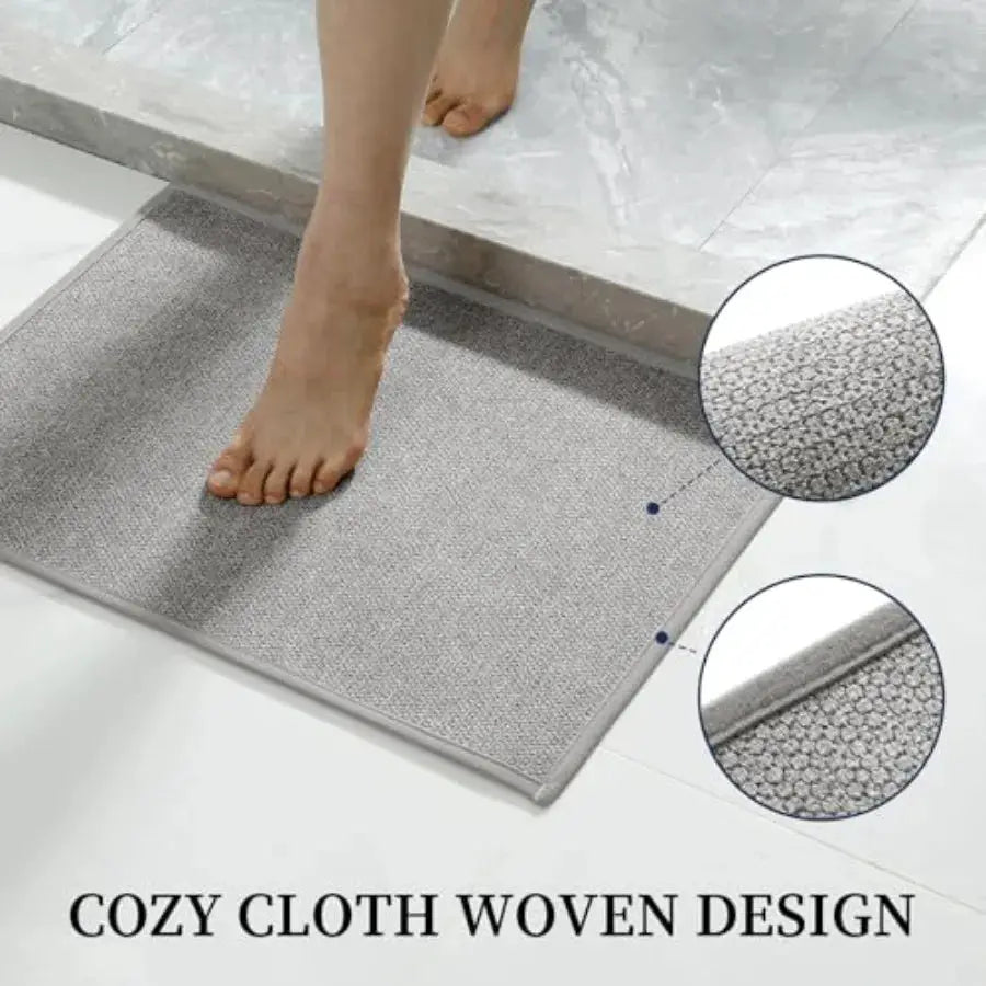 Gray Bathroom Rugs Sets 3 Pcs Quick Dry Thin Bath Mat with Toilet Rug Non Slip Absorbent Machine Washable Bath Runner Rugs for from PriceLows™