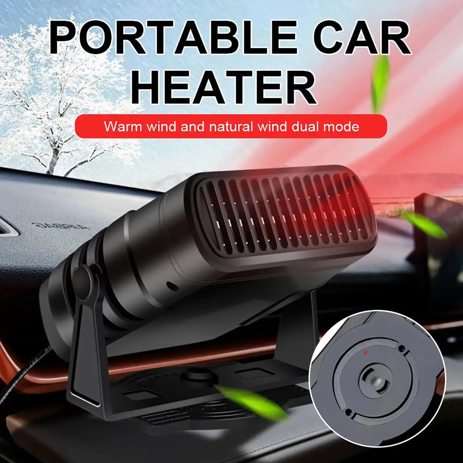 12V/24V Car Windshield Defogger Defroster 2 in 1 Defogging Defrosting Heating Fan 360 Degree Rotating Anti-Fog Automobile Heater from PriceLows™