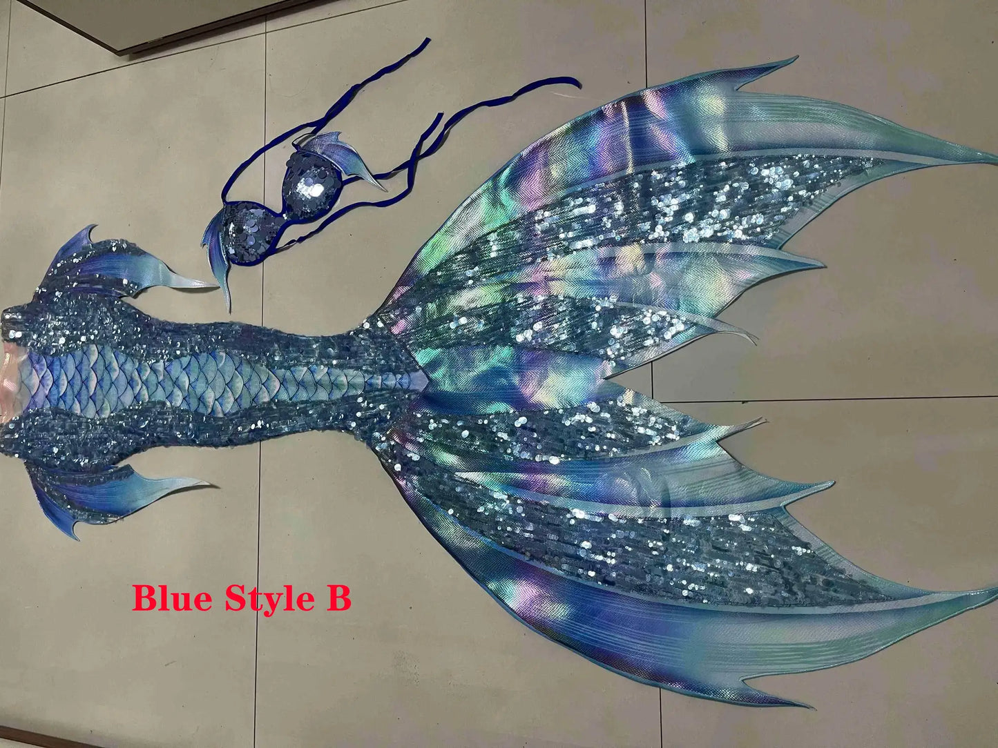 Mermaid Tail Swimsuit | Glitter Design | Excludes Monofin | One Size