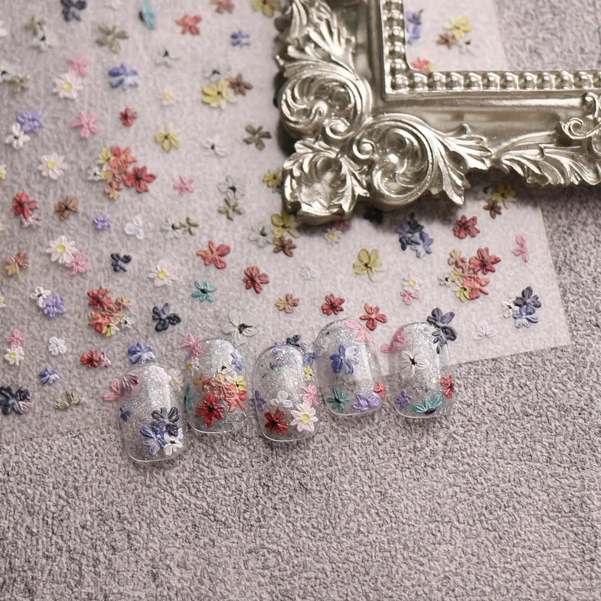 2pcs Spring and Summer Floral Nail Art Embossed Nail Art Stickers - Nail Art Decal, Easy to Apply Nail Decoration, DIY, Gift from PriceLows™