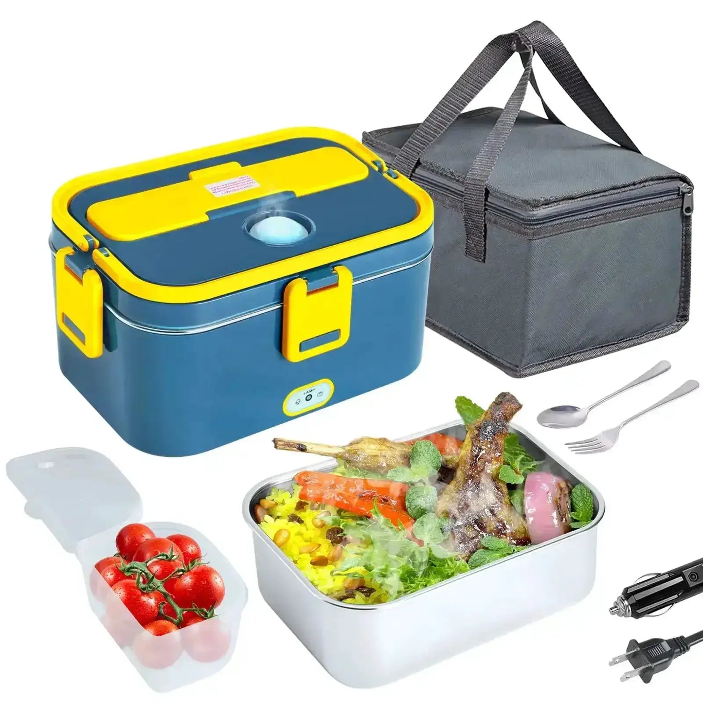 1.8L Electric Lunch Box 60W Food Heated 12V-24V 2-In-1 Portable Food Warmer Heater for Car/Truck/Home Self in-car Heating Box from PriceLows™