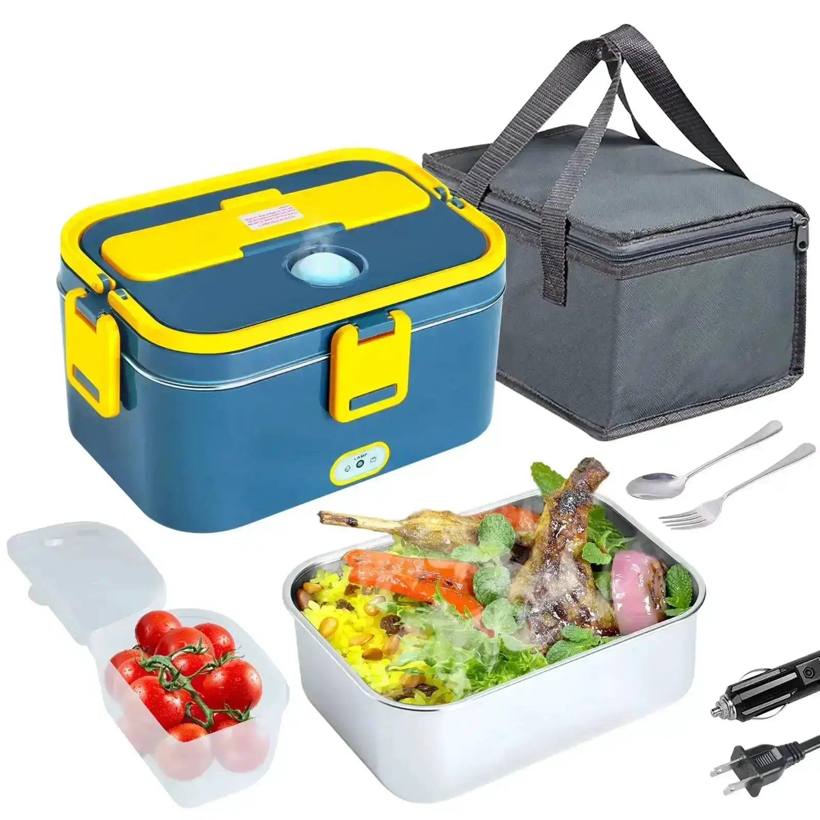 1.8L Electric Lunch Box 60W Food Heated 12V-24V 2-In-1 Portable Food Warmer Heater for Car/Truck/Home Self in-car Heating Box from PriceLows™