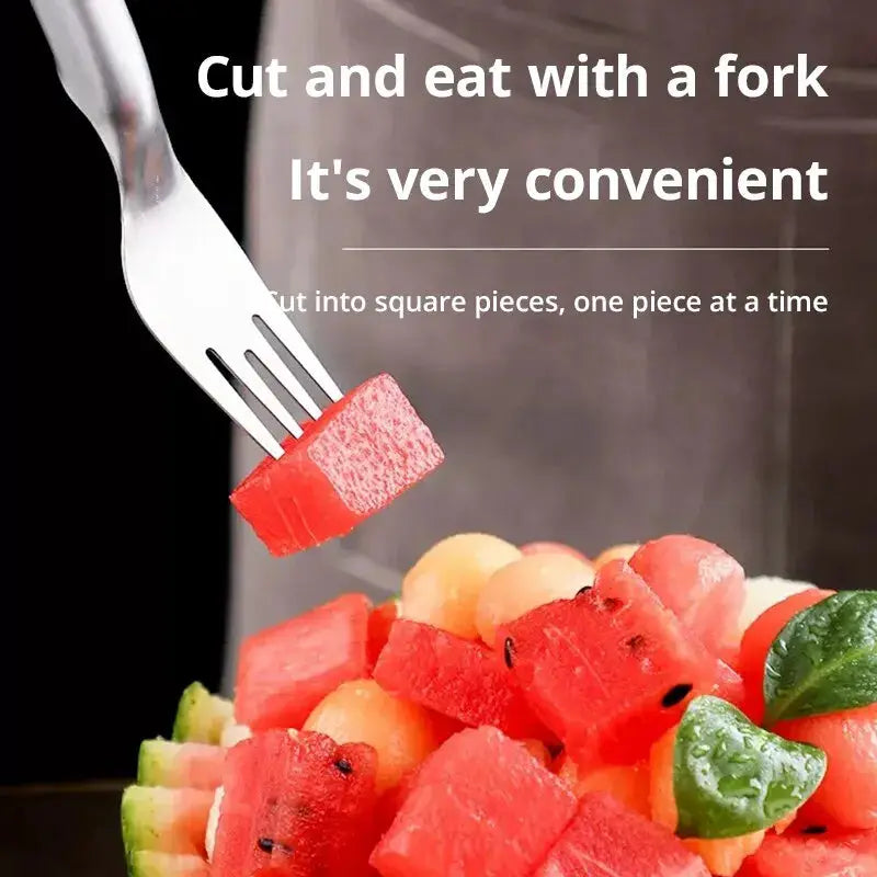 1pc Multi-purpose Portable 2In1 Watermelon Fork Slicer Watermelon Slicer Cutter Knife Stainless Steel Kitchen Fruit Cutting Fork from PriceLows™