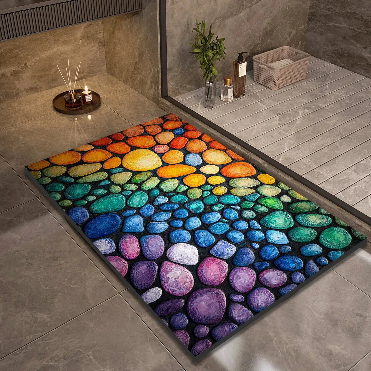 Stone Design Diatomite Bath Mat Bathroom Non-slip Shower Foot Mats Absorbent Quick Dry Toilet Rugs Carpet Doormat Washable from PriceLows™